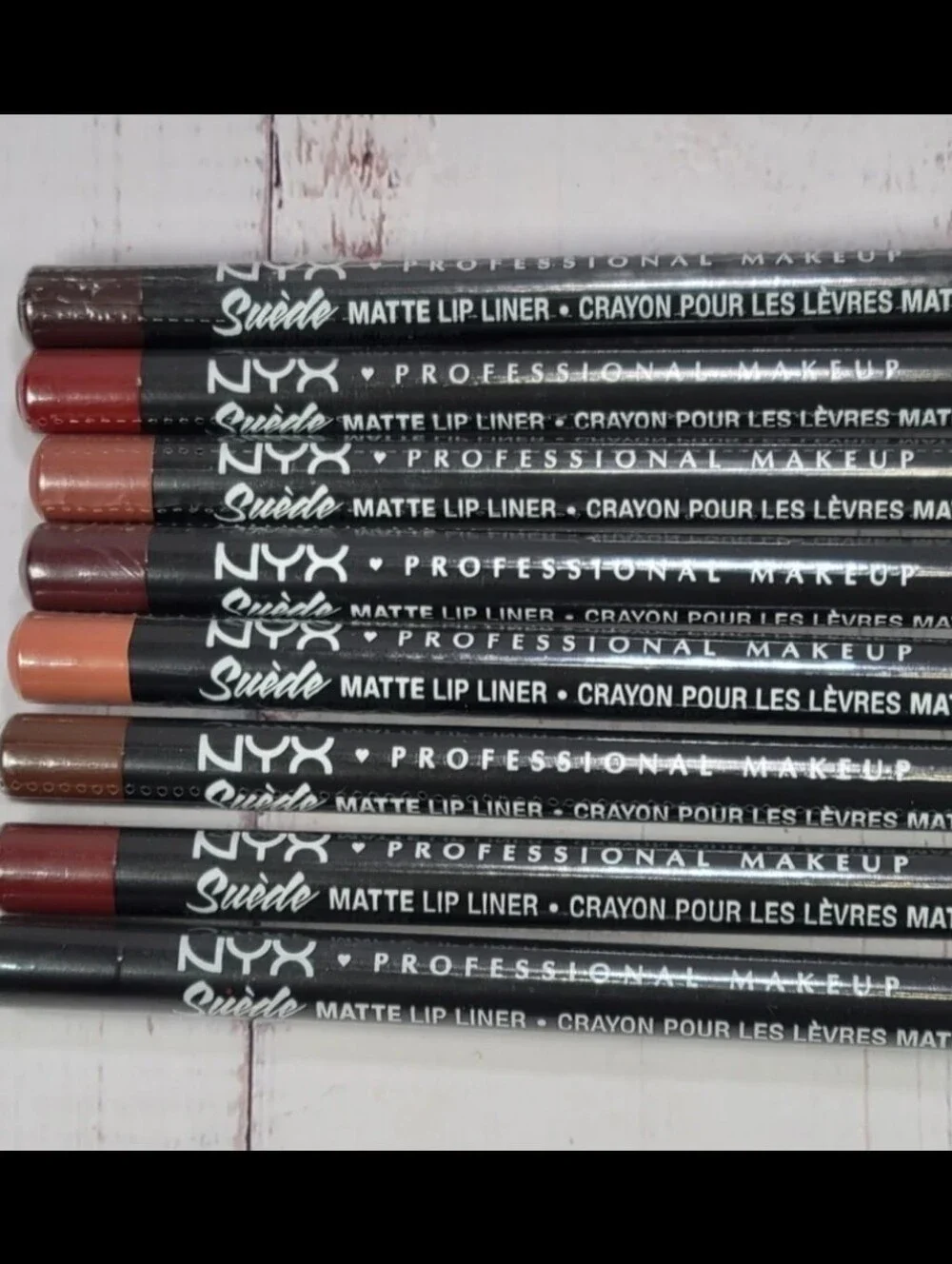 Nyx 8 Piece Suede Matte Lip Liner Velvet Soft Vegan Lip Pencil Bundle NEW!